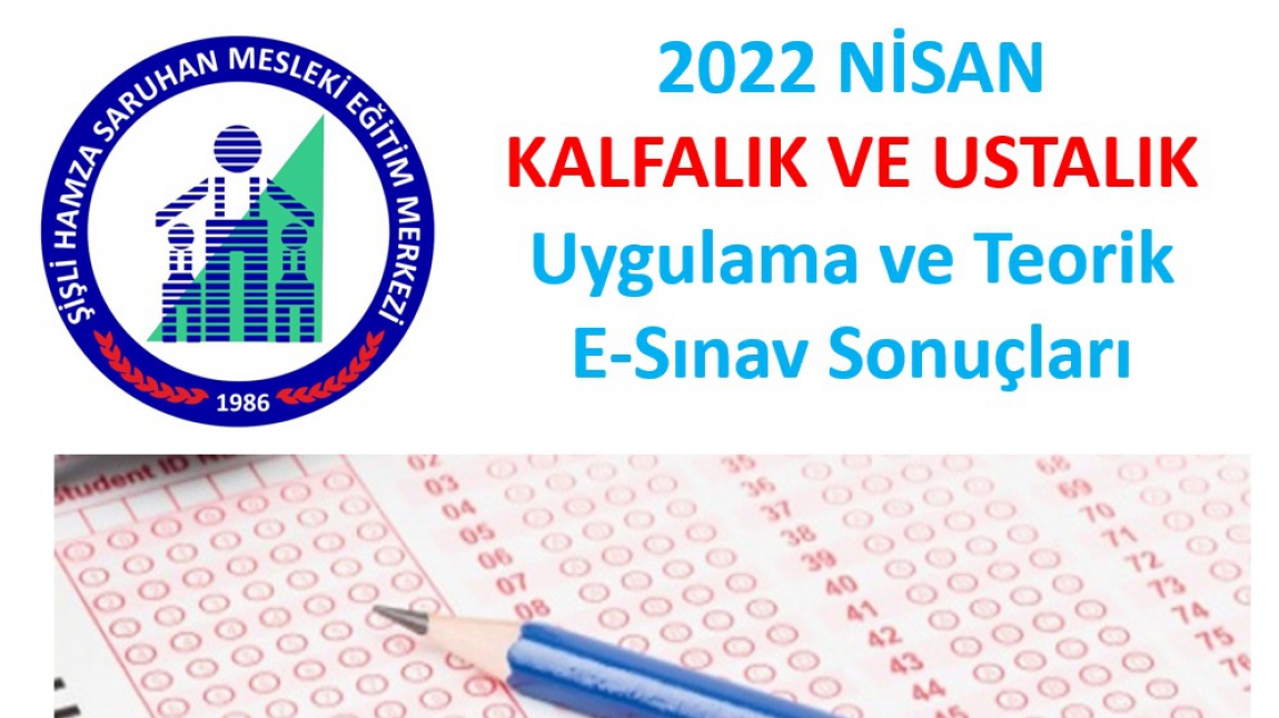 2022 NİSAN Dönemi Kalfalık-Ustalık Teorik e-Sınav ve Uygulama (Beceri) Sınav Sonuçları!.