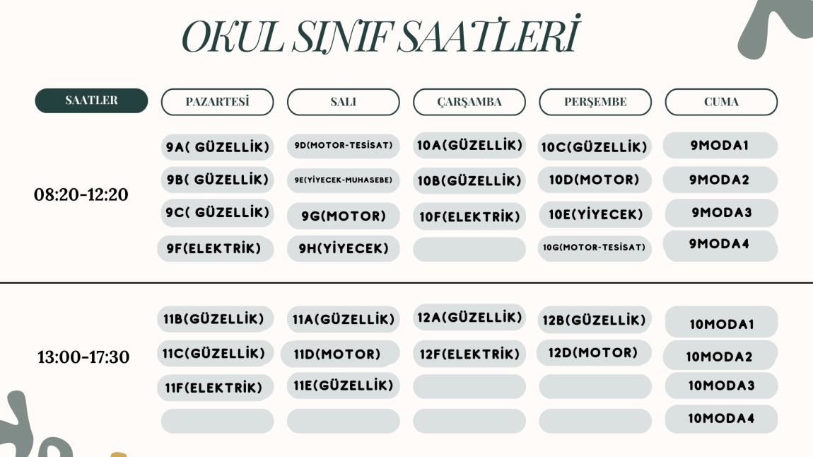 2024-2025 Sınıf Listeleri ve Ders Programları